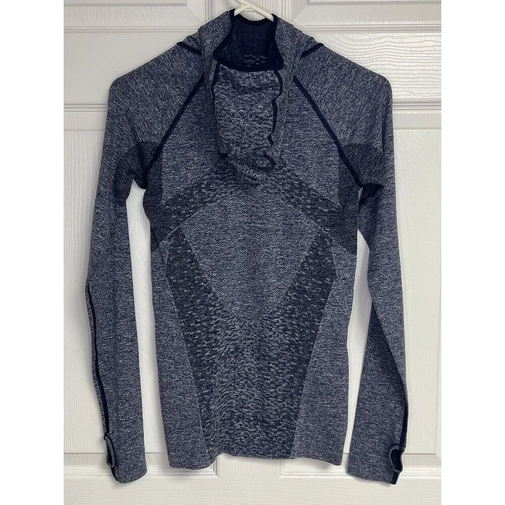 J. CREW NEW BALANCE Seamless Active Hoodie Active Pullover Navy XS - Picture 2 of 4